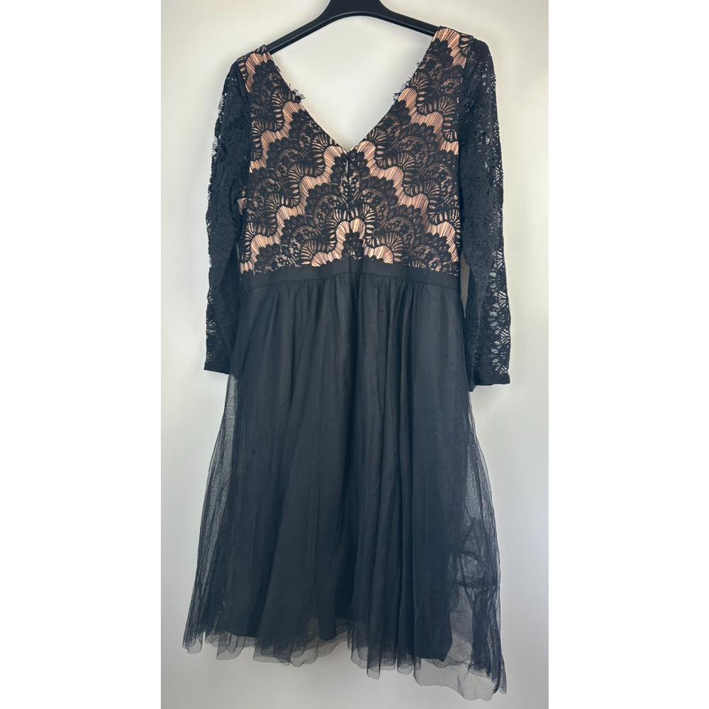 City Chic Rare Beauty Dress Lace Fit & Flare Black A Line Tulle XL Plus Size 22 - Picture 8 of 16